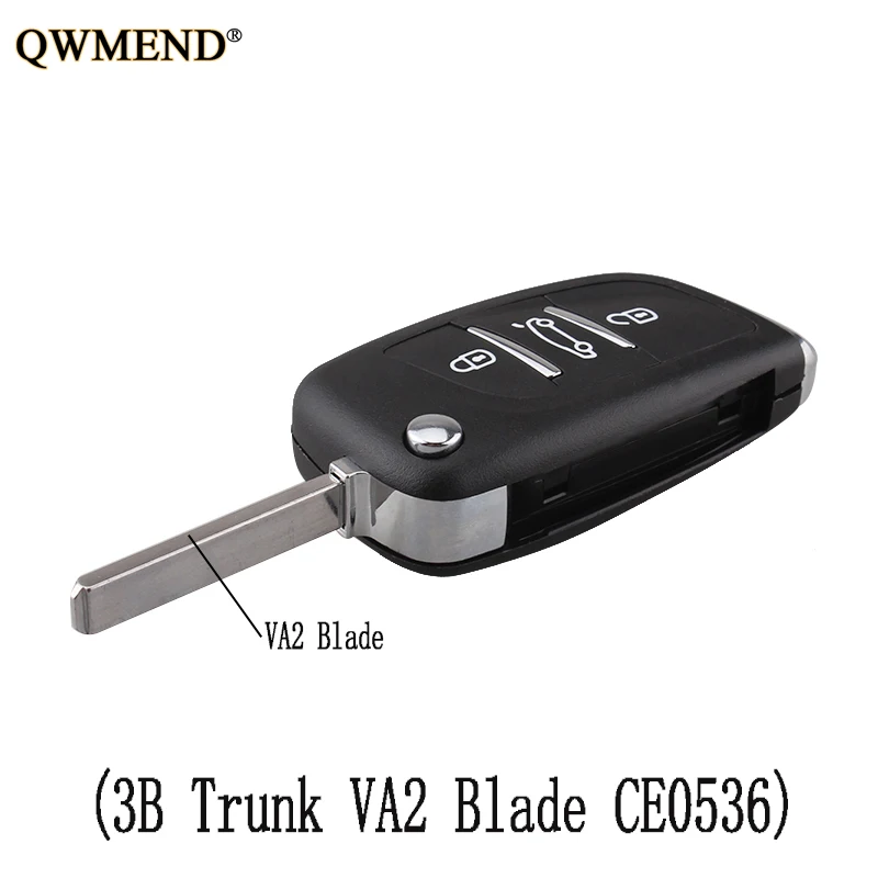 QWMEND 3B VA2 Blade CE0536 модель удаленный Корпус ключа для Peugeot 107 108 207 208 307 308 408