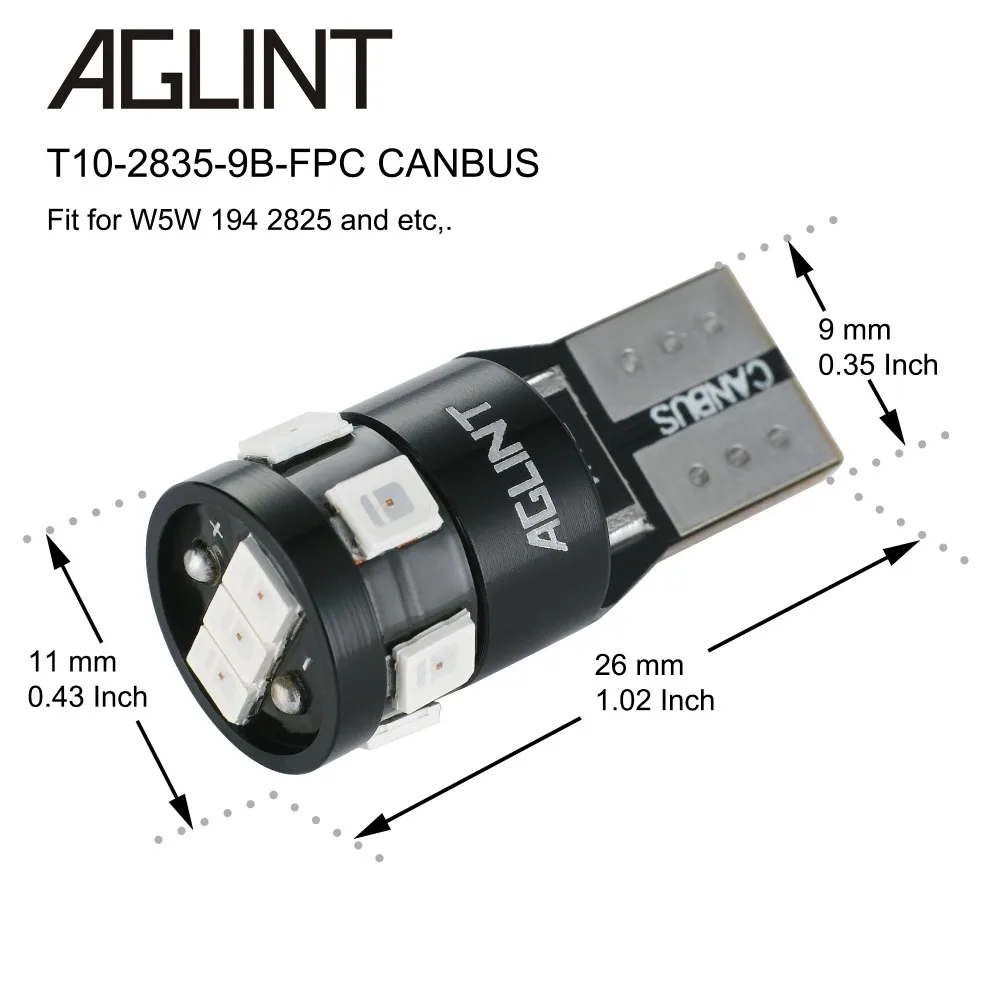 AGLINT 10 шт. SMD 2835 W5W T10 светодиодный автомобильный светильник CANBUS без ошибок OBC
