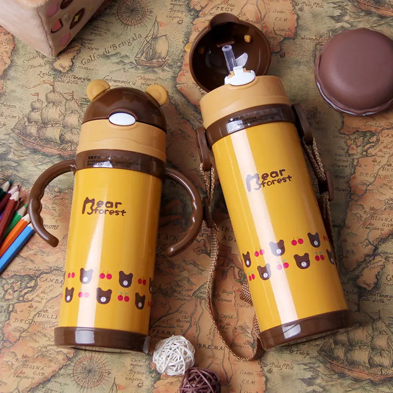 Прекрасный мультфильм портативный спортивный ребенок дети соломенная Вакуумная