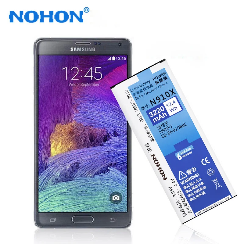 Оригинальный аккумулятор NOHON для Samsung Galaxy Note 2 3 4 Note2 N7100 Note3 NFC N9000 Note4 N9100 N910X |