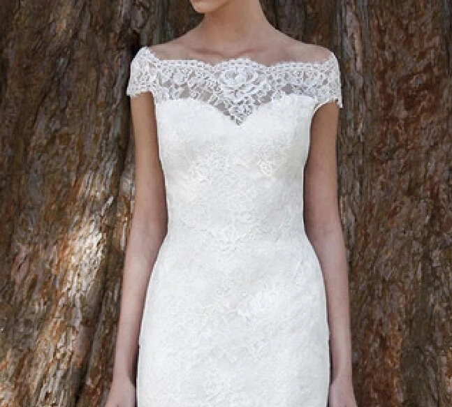 Новый Дизайн С Плеча Коротким Рукавом Кружева Русалка Свадебные Платья платья На