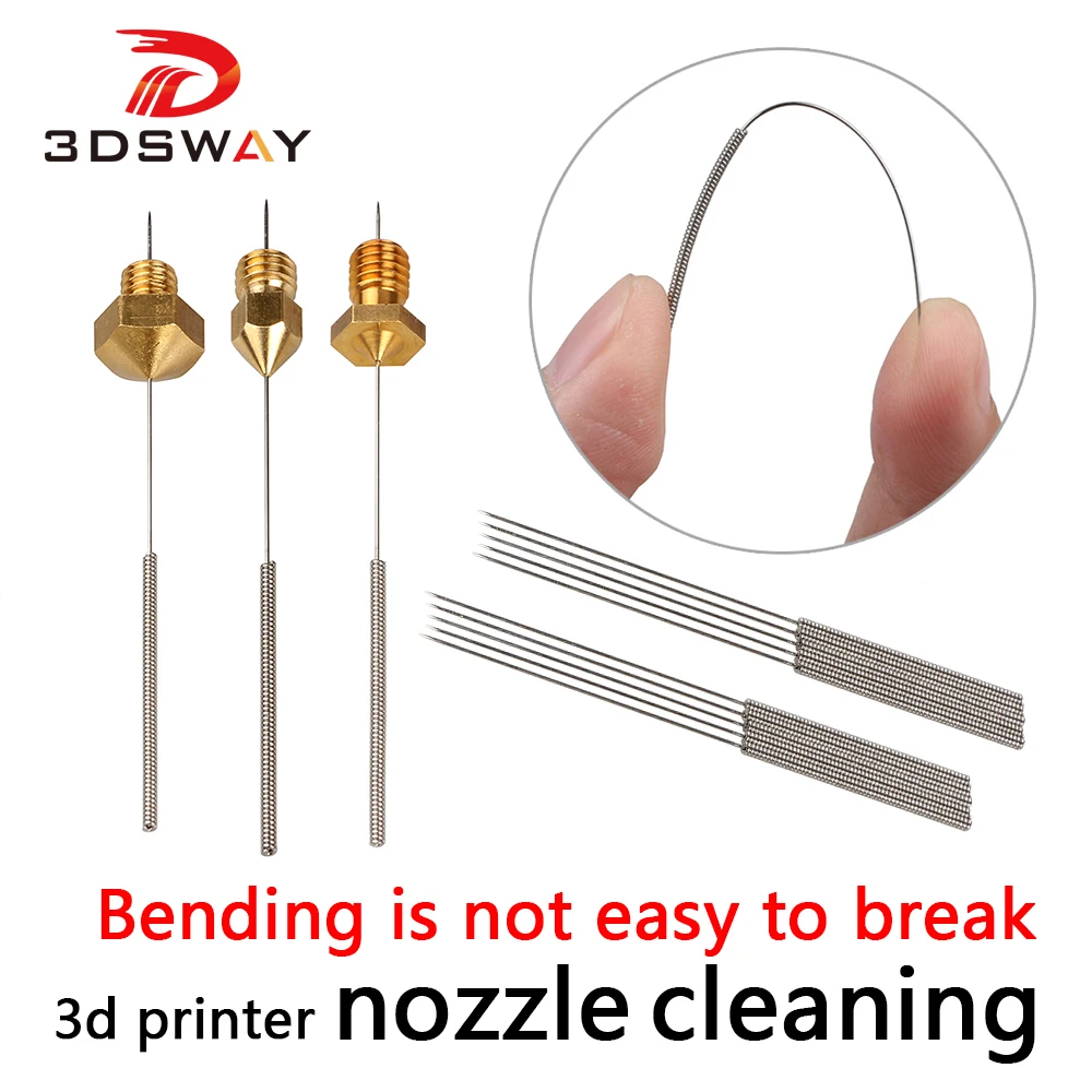 Детали для 3D принтера 3dsway 10 шт. сгибаемые сверла игла чистки сопла Hotend Cleaner 0 2/0 3/0 4