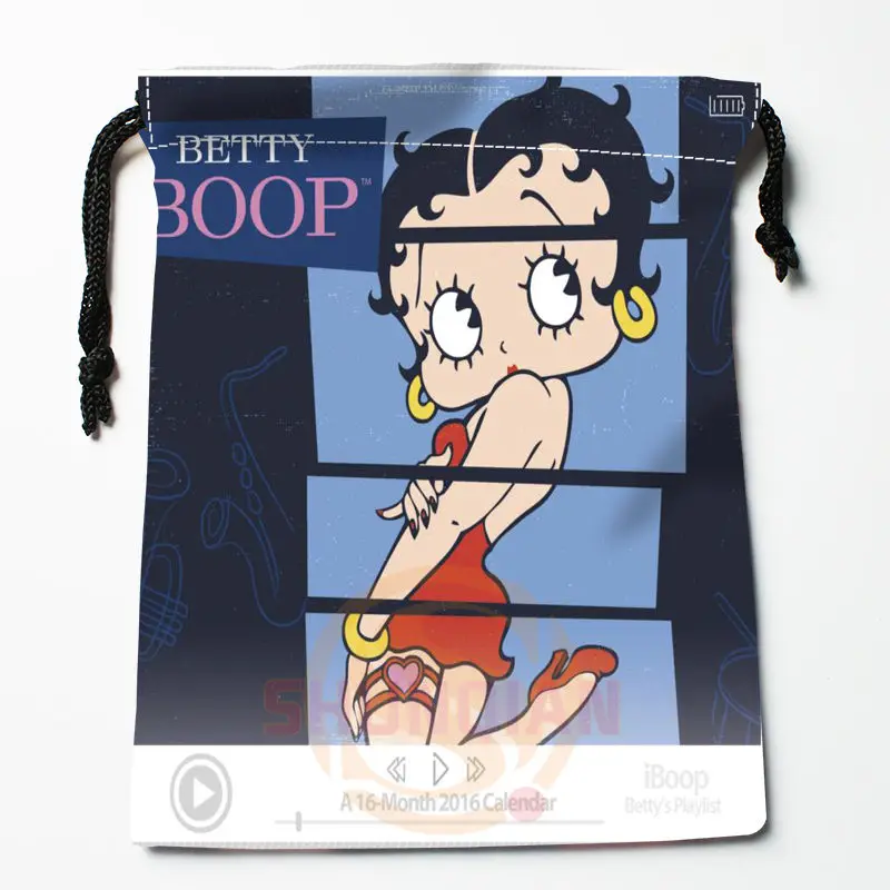 Новая сумка для хранения с принтом Betty Boop, 27x35 см, сатиновые сумки со шнурками, компрессионные сумки, индивидуальные подарки для вашего образа - Цвет: 3