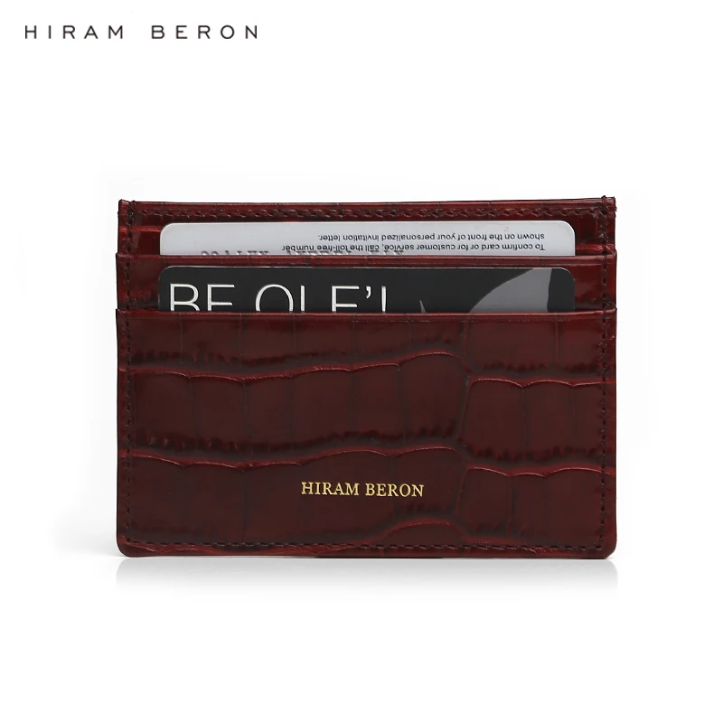 Hiram Beron Сделайте свой собственный чехол, итальянский кожаный держатель для карт, женский тонкий кошелек с узором «крокодиловая кожа», Прямая поставка