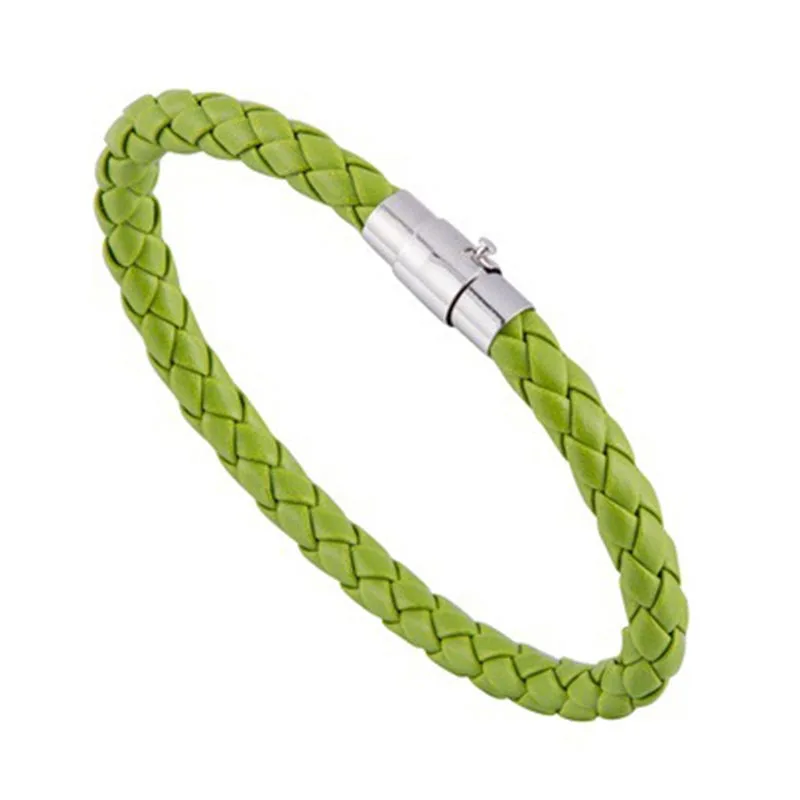 green THLIVEOU, новинка, модный мужской браслет из тонкой синтетической кожи, браслет, плетение, браслеты, Mujer, модные ювелирные изделия - Окраска металла: green