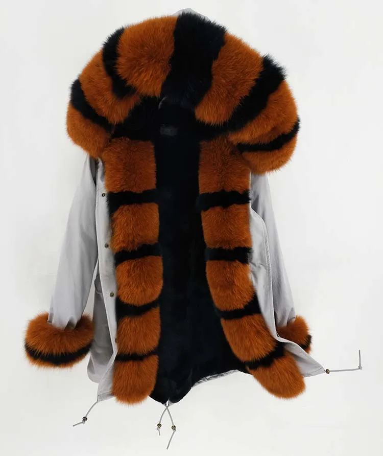 4 OFTBUY, парка из натурального Лисьего меха, Длинные парки, зимняя куртка для женщин, натуральный Лисий мех, пальто с капюшоном, Толстая теплая уличная одежда, роскошный бренд, бренд - Цвет: 4