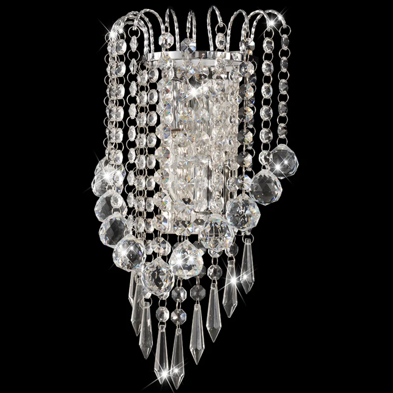 Хрустальные Настенные светильники для спальни роскошные современные зеркальные