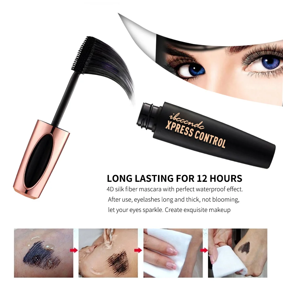 4D шелковое волокно Тушь для ресниц водоСТОЙКАЯ Rimel 3d тушь наращивания Черная