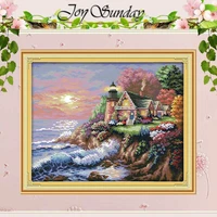 the seaside lighthouse counted cross stitch 11ct 14ct cross stitch sets wholesale scenic cross stitch kits embroidery needlework