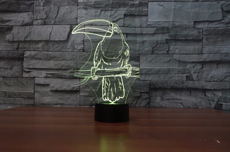 parrot 3D лампа ночник семь цветов Животные Многоцветный RGB лампа Рождественский Декор Детские Подарочные игрушки сенсорный пульт дистанционного управления настольная лампа - Испускаемый цвет: parrot