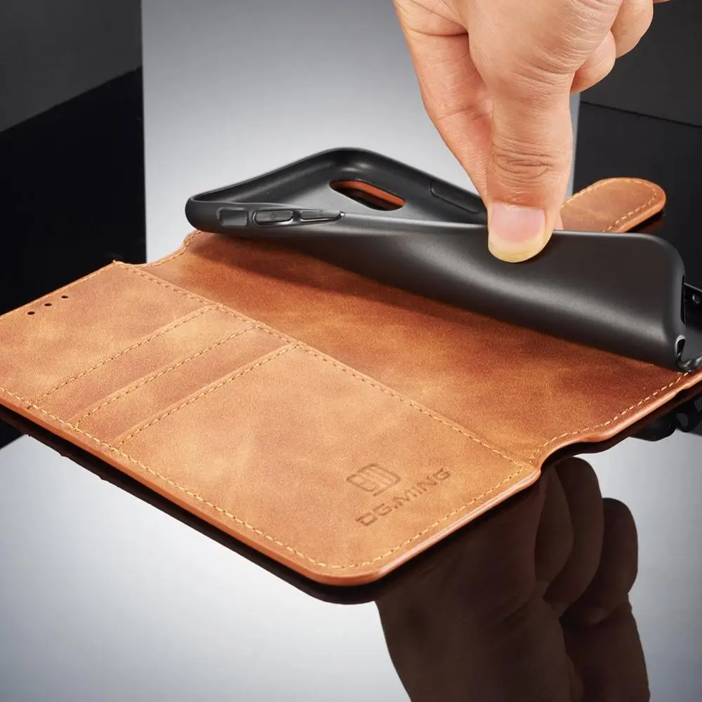 DG. MING ретро кожаный чехол для iPhone XR XS MAX чехол роскошный Флип Магнитный чехол-кошелек для iPhone 11 Pro Max чехол 3 отделения для карт