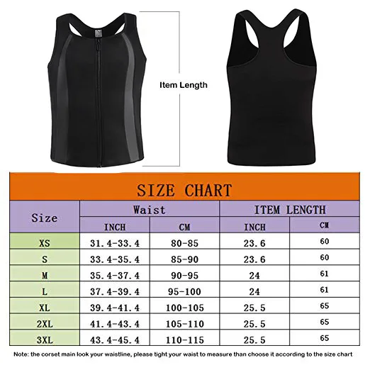 

Clomplu Neoprene Shaper Shapewear Tops for Men Black Slimming Sleeveless Vest Plus Size S-3XL Abdominal Binder for Man