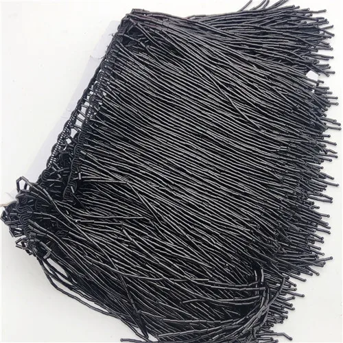 5Meter wholesale 15cm(6inches) heavy Glass Gold color Seed Beaded Fringe Lamp Costume Trim Crafts - Цвет: Black