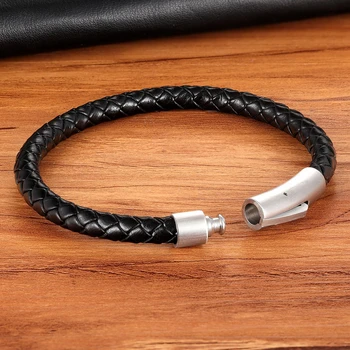 Classic Style - Leather Bracelet Simple Stainless Steel Button 4