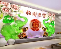 beibehang custom fashion personality wallpaper jade carving elephant strokes interior decoration painting tv backdrop wall paper