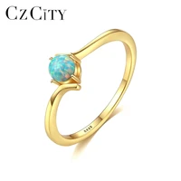 czcity rings for women delicate small ball fire opal ring 925 wedding ring with stone luxury silver original classic jewelry