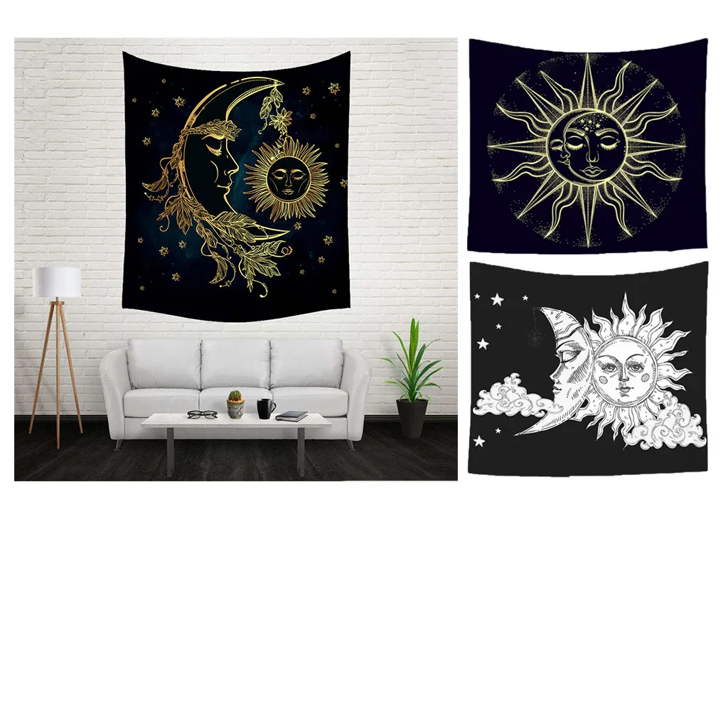 Гобелен настенный солнце и луна Psychedelic маленький гобелен с художественной чакрой