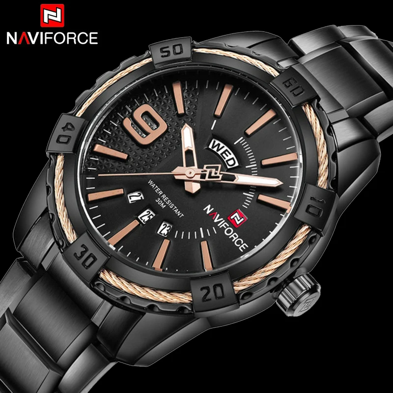 2018 мужские часы модного бренда NAVIFORCE спортивные кварцевые водонепроницаемые