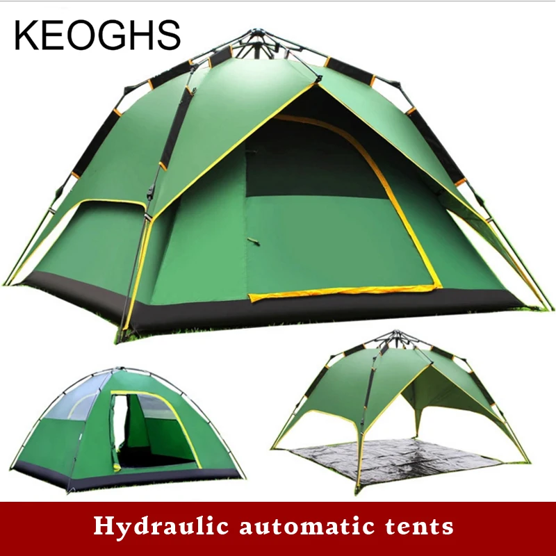 Preise 3-4 Person Winddicht Camping Zelt Wasserdicht Oxford Tuch Dual Schichten Outdoor Sport Strand Reise Wandern Zelte Pop Up Große Raum