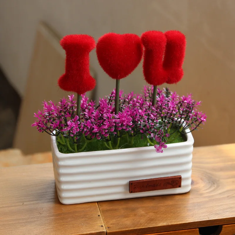 1 набор керамическая бутылка искусственный цветок белый горшок ваза любовь