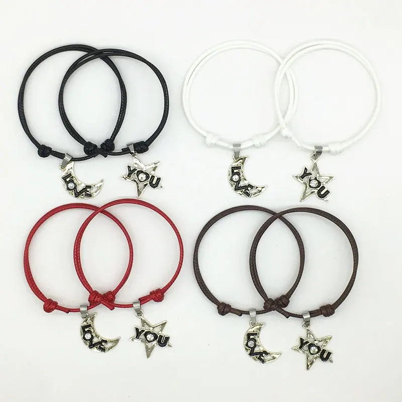 Новые модные Парные браслеты для женщин и мужчин Шарм с Луной звездой буквы lvoe