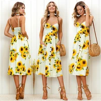 women floral printed dress 2019 summer casual sleeveless holiday beach maxi evening party dress femme vestidos