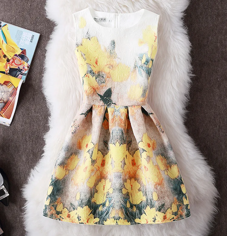 Радость душу населения лето dress рукавов печати мини длина платья партии
