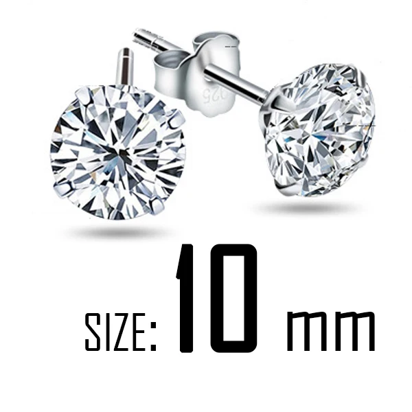10mm Malanda модные серебряные серьги-гвоздики из натуральной 925 пробы, белые кристаллические циркониевые Канальные серьги для женщин, свадебные ювелирные изделия, подарок - Окраска металла: 10mm
