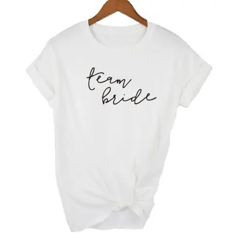 white t black TEAM Падди дизайн девичник вечерние подружки невесты Команда Невесты футболка для невесты свадьба с буквенным принтом женские топы футболки tumblr Повседневная футболка - Цвет: white t black TEAM