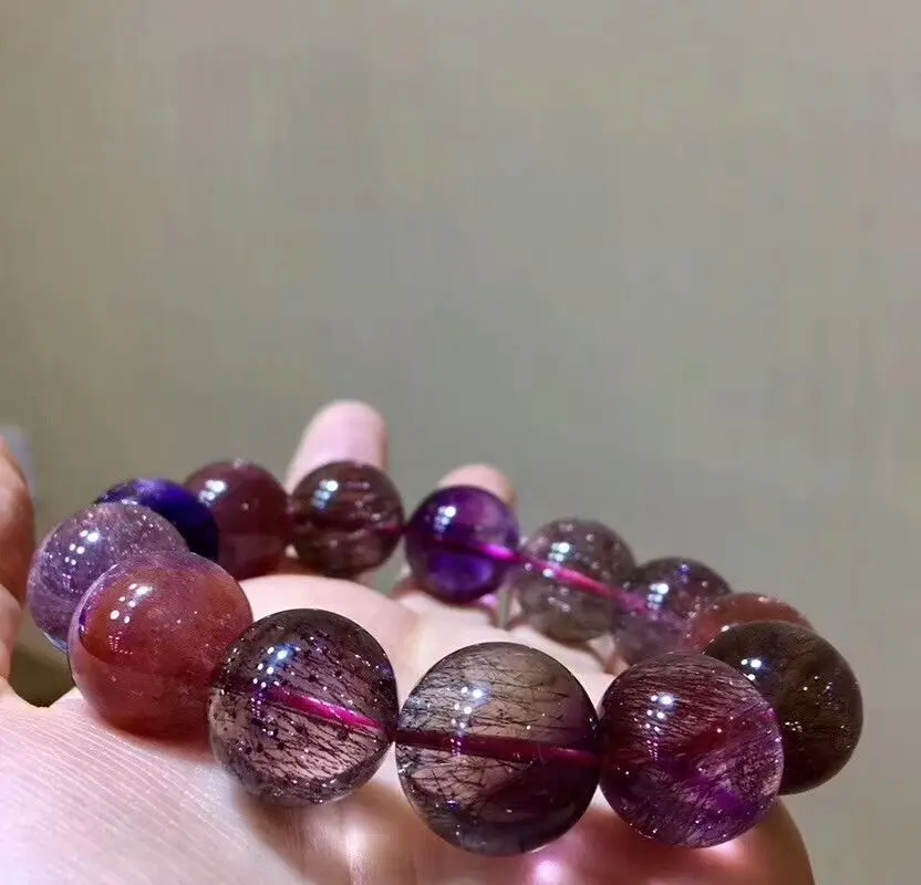 Genuine Natural Super 7 Seven Quartz Melody Stone Beads Women Fashion Bracelet 17mm AAAAA | Украшения и аксессуары