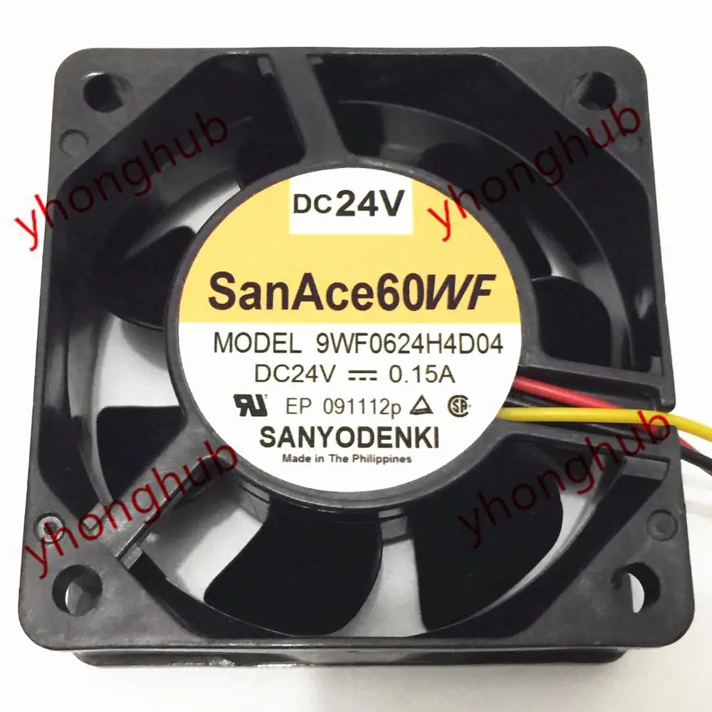 SANYO DENKI 9WF0624H4D04 DC 24V 0.15A 60x60x25 мм 3 Провода Сервер вентилятор охлаждения|square fan|server fandc