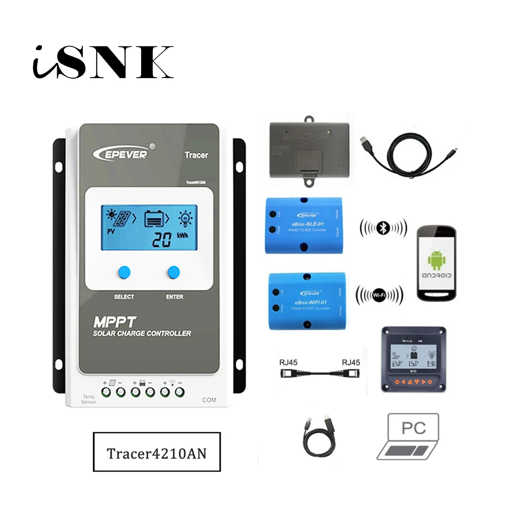 Контроллер заряда на солнечной батарее 40 А 4210AN 4210A MT50 с Bluetooth eLog01 RTS300R47K3.81A