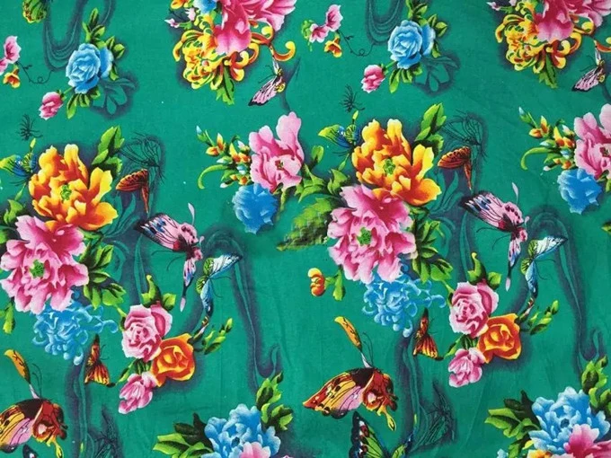 100*145 см цветок бабочка китайская ткань с этническим принтом хлопок лен