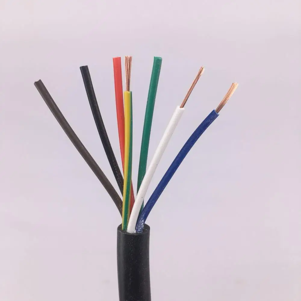22AWG 7C 5Meter 5 м 24 AWG 22 AWG 20 AWG кабель РВВ 2/3/4/5/6/7/8 ядер Медный провод электрический кабель RVV черный мягкий изолированный провод - Цвет: 22AWG 7C 5Meter