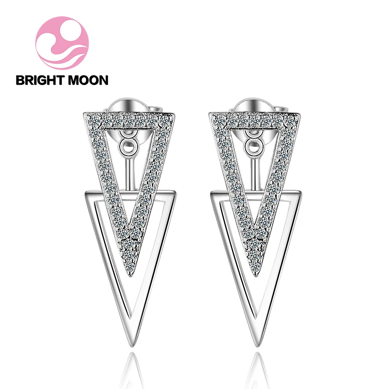 Яркая луна Jewelry Серьги гвоздики реальные 925 пробы серебро ювелирные изделия