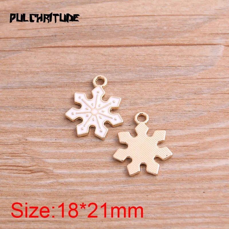 

6pcs 18*21mm Alloy Metal Drop Oil White Snowflake Charms Pendant For DIY Bracelet Necklace Jewelry Making