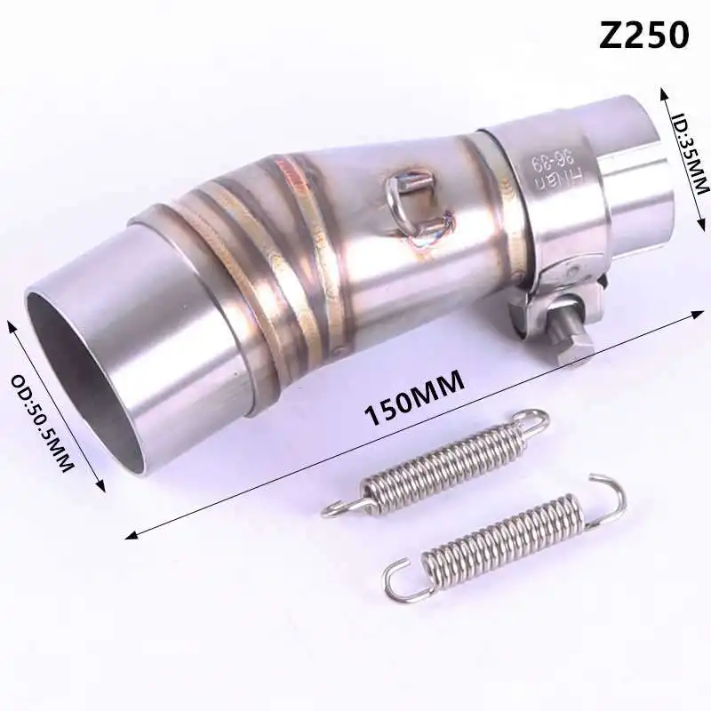 z250-150mm Средняя выхлопная труба мотоцикла для Kawasaki Z250 08-15 ниндзя 300 2013- ниндзя 250R 2008-2012 R25 ER6N адаптера переменного тока - Цвет: z250-150mm