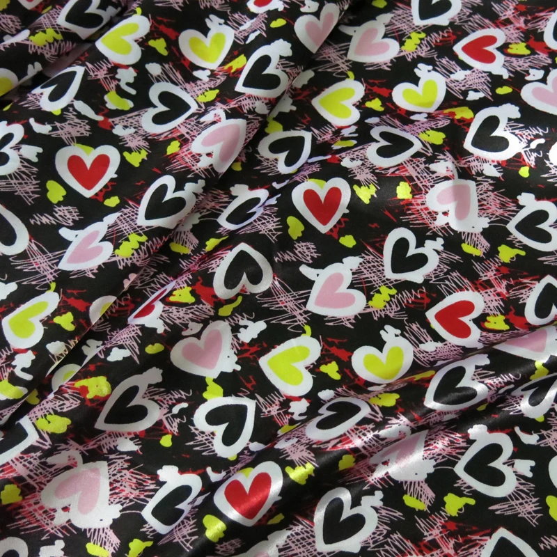 Мягкий шармёз Материал: черный синий коричневый принт с сердечками тканевый