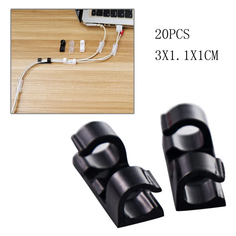 Black 3x1.1x1cm LASPERAL проволочный органайзер для крепления кабельного зажима клипсы для хранения пряжки линии передачи данных фиксированные подходящие кабели для хранения провода Отделочный Инструмент - Цвет: Black 3x1.1x1cm