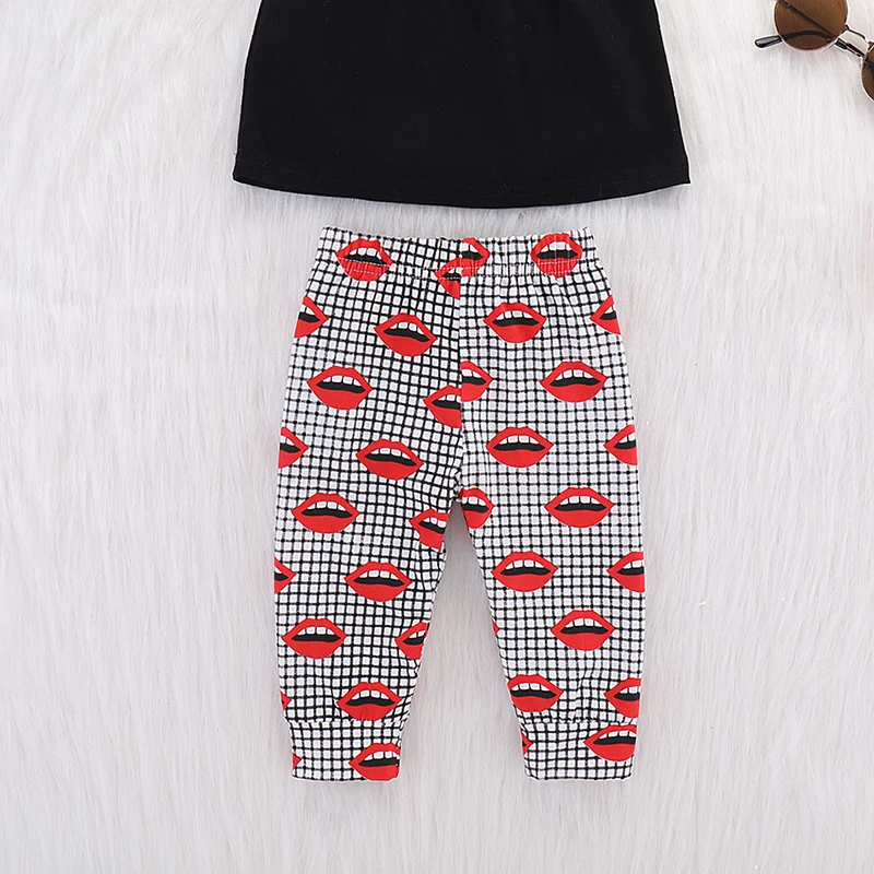 2019 летняя одежда для малышей Комплект девочек без рукавов Топы + штаны 2 шт.