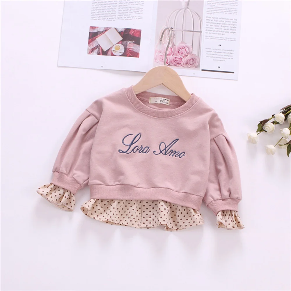 2019 г. Осенний Детский свитер для девочек Детские хлопковые толстовки в горошек с