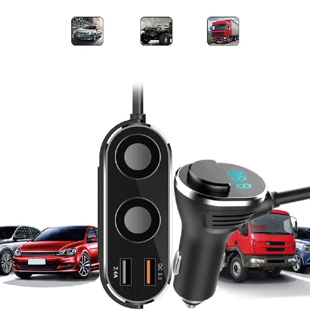 Автомобильное зарядное устройство 12 24 в пост. Тока 2 4 А быстрая зарядка QC 3 0 два USB