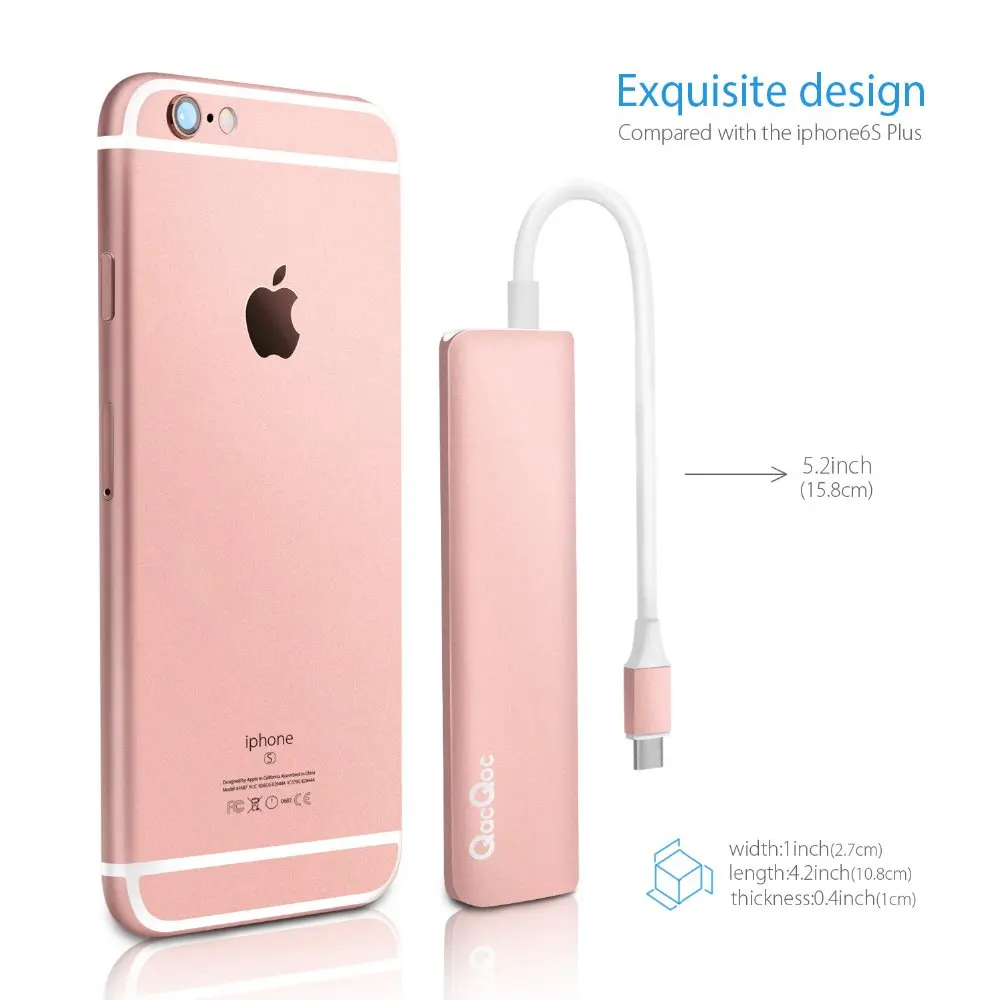 Qacqoc GN22B 4 in1 алюминия USB C концентратор с К HDMI Card Reader 2 3 0 Порты и разъёмы Тип Мощность