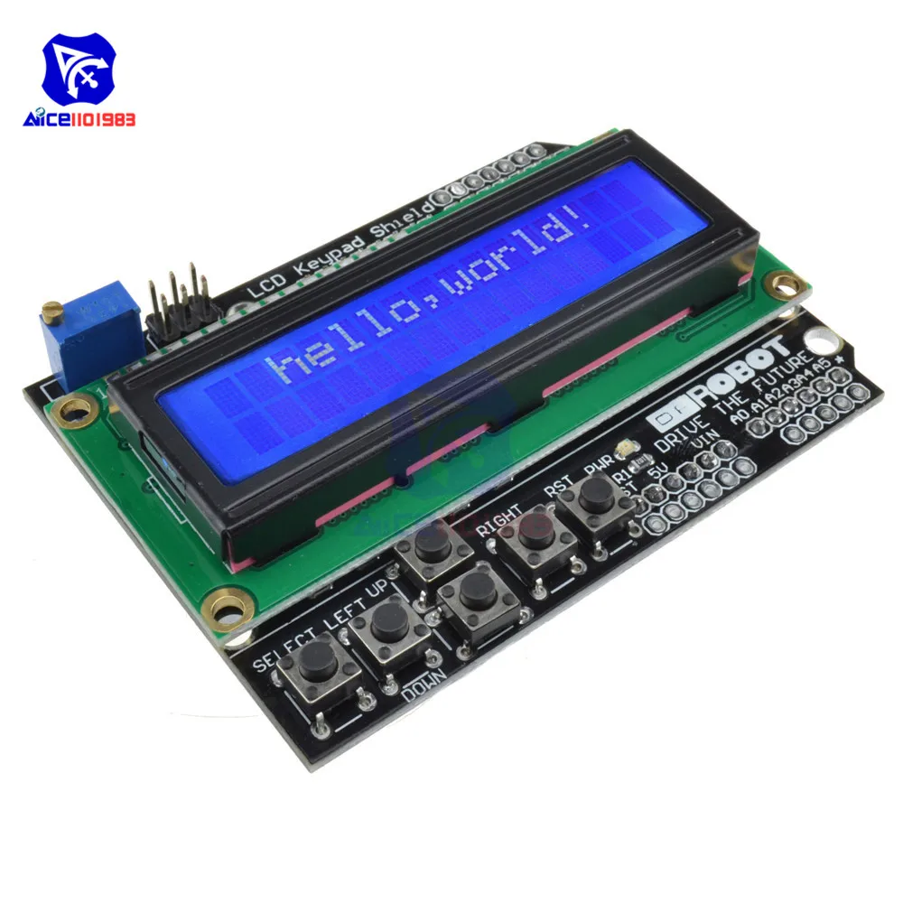 Клавиатура Щит lcd 1602 1602 ЖК-дисплей ATMEGA328 ATMEGA2560 для Raspberry Pi Arduino UNO R3 синяя/желтая подсветка