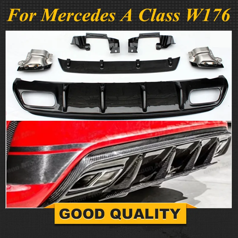 Для Mercedes W176 класс AMG посылка 2013 2018 A45 Стиль диффузор и 304 Нержавеющая сталь 4