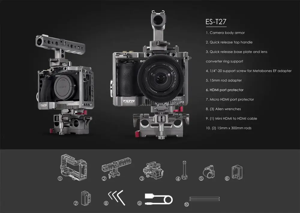TILTA Rig для sony A6000 A6300 A6500 камера ручная клетка опорная пластина верхняя ручка