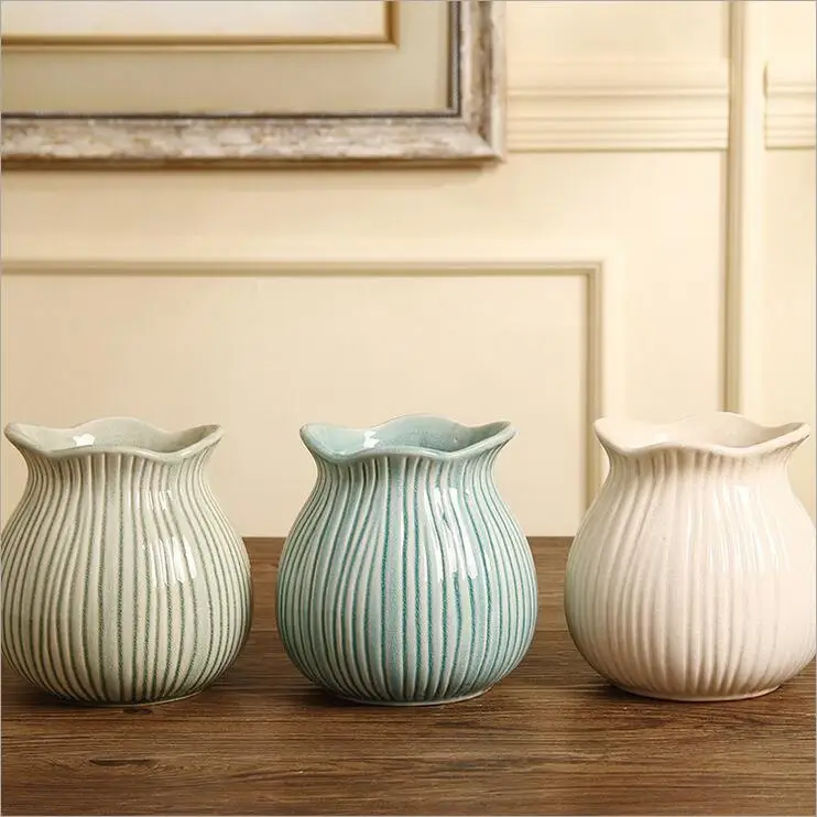 Высококачественная керамическая ваза в полоску американском стиле украшение ручной работы новый дом