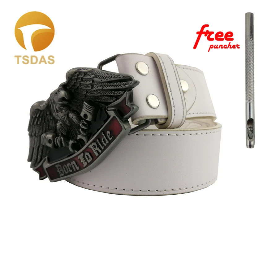 Ретро Серебряный 3D Мода орел пряжки ремня с оловянной отделкой Born to Ride ремень