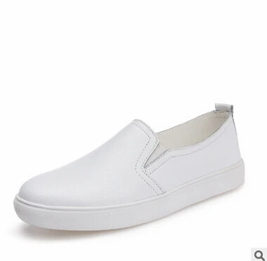 New Style Spring Casual Flat Shoes Women Loafers Solid Color Black Slip-On Flats PU Leather Sneakers | Обувь