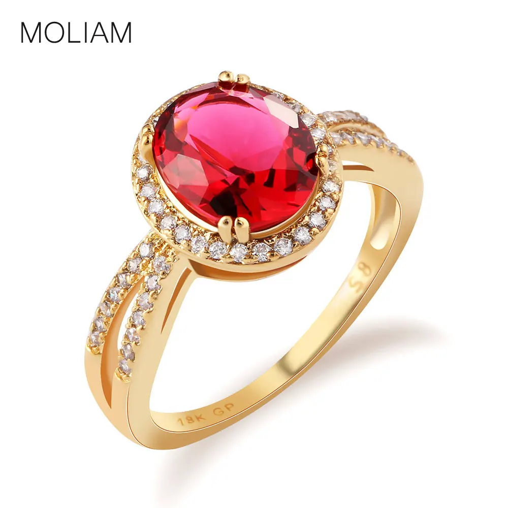 Женские обручальные кольца MOLIAM золотистые светло голубые/красные Овальные с